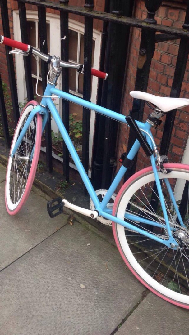 pink and blue bike