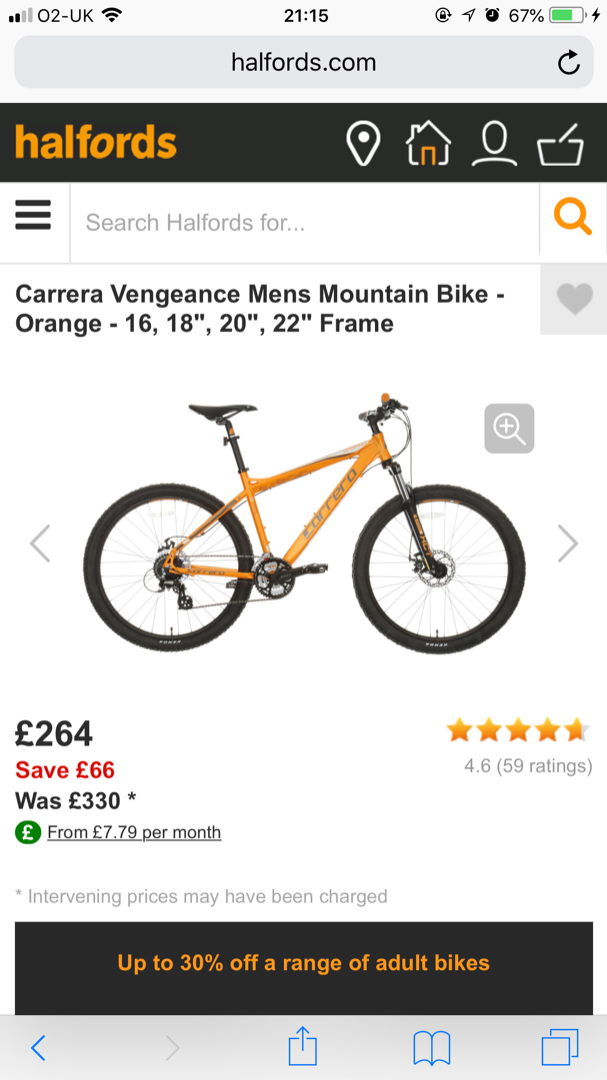 halfords orange bike